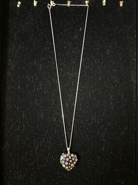 Millefiori With a 18k GP Bale Heart Pendant Necklace 925 Sterling Silver Chain